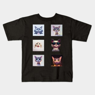 Funny and Cute Cat and Kitten Sticker Pack Kids T-Shirt